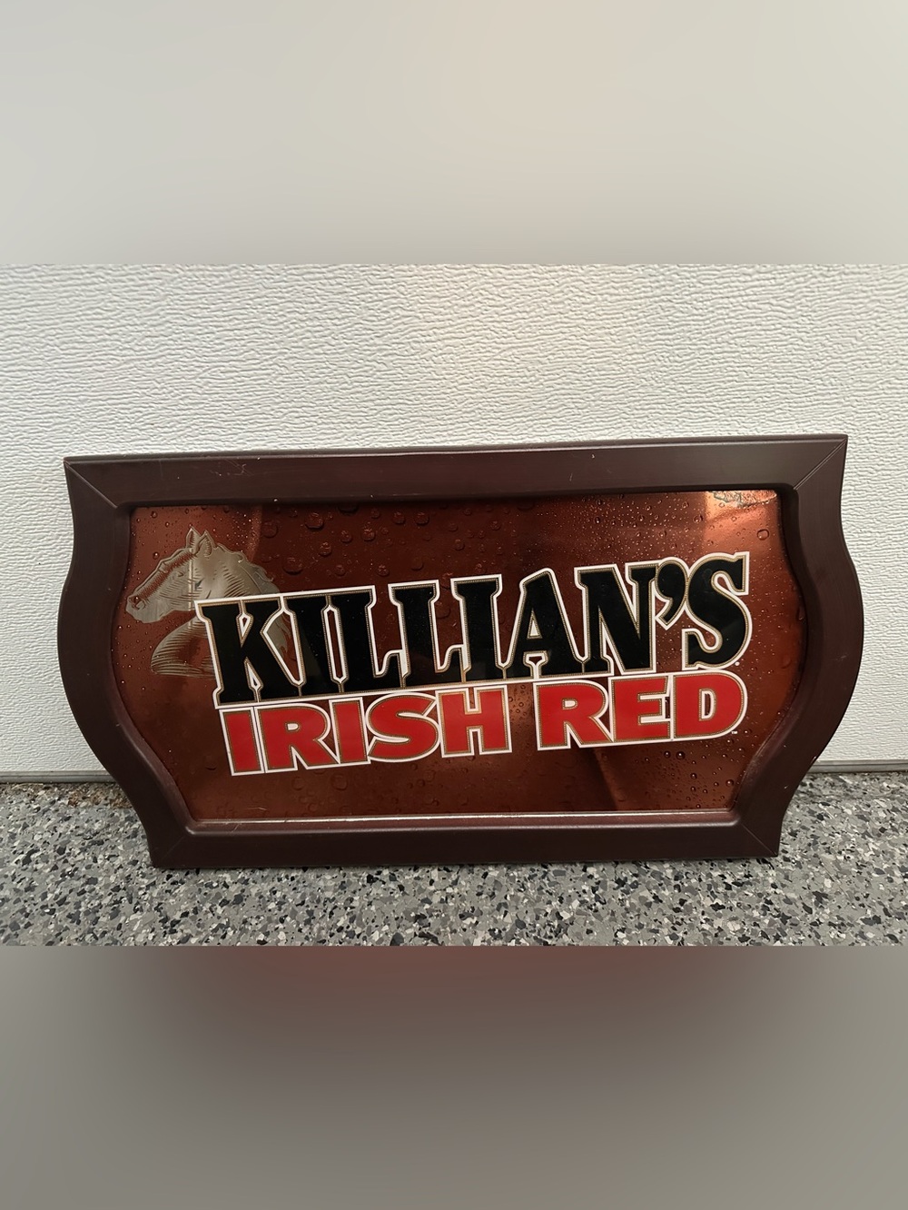 Killian's Irish Red Glass Mirrored Framed Sign 29x14" Beer Bar Man Cave Brewery
